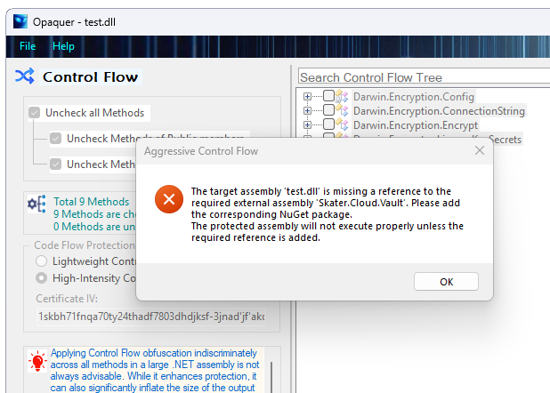 High-Intensity Control Flow obfuscation Requirements
